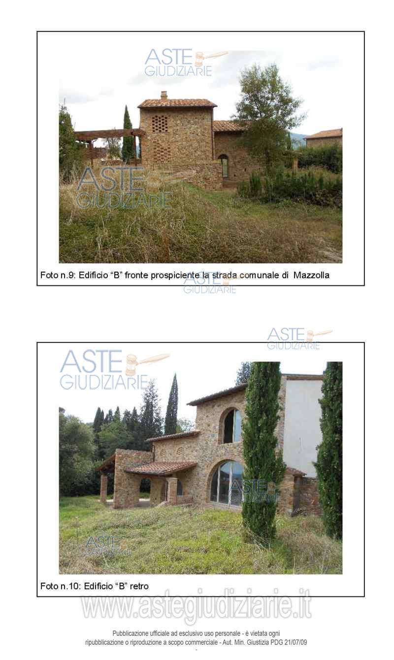B: Abitazione avente accesso dalla strada Comunale di Mazzolla tramite area urbana, che consente l’accesso anche al lotto C/1, identificata catastalmente dalla particella 157 del Foglio di mappa 179,  e successivo  resede  esclusivo , con opere edili ed impiantistiche non ultimate,  composta: -al  piano terra da disimpegno,  pranzo con posto cottura ed in parte a doppio volume, due bagni di cui uno con antibagno, soggiorno, camera, ripostiglio sotto la scala posta nella zona pranzo, due vani scala di collegamento uno con il piano primo composto da disimpegno, bagno e camera ed uno con il piano soppalco, aperto sul pranzo. Annessi all’unità abitativa due pergolati laterali ed uno tergale, un resede esclusivo in parte pavimentato ed in parte a giardino