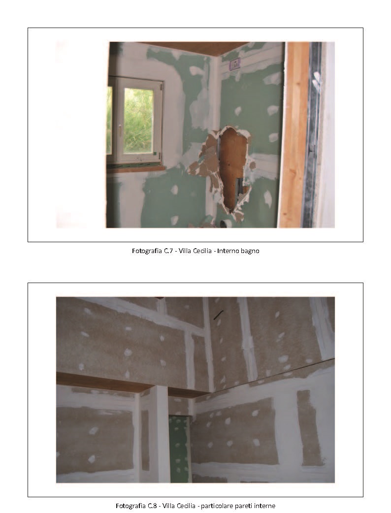 In comune di Rosciano(PE), frazione Villa Oliveti;  via Colle di Popoli snc.  Villa singola denominata "Villa Cecilia". La villa è costituita da un solo livello fuori terra con soppalco e corte di pertinenza esclusiva. L'abitazione è costituita dal soggiorno-pranzo, cucina, due camere da letto, due bagni e due ripostigli. Dal locale soggiorno si accede ad un piano soppalco destinato a sgombero. L'abitazione è completata dalla presenza di due porticati. Adiacente all'abitazione vi è un locale autorimessa senza infissi. L'area esterna di pertinenza ha una superficie utile di mq. 468 circa.