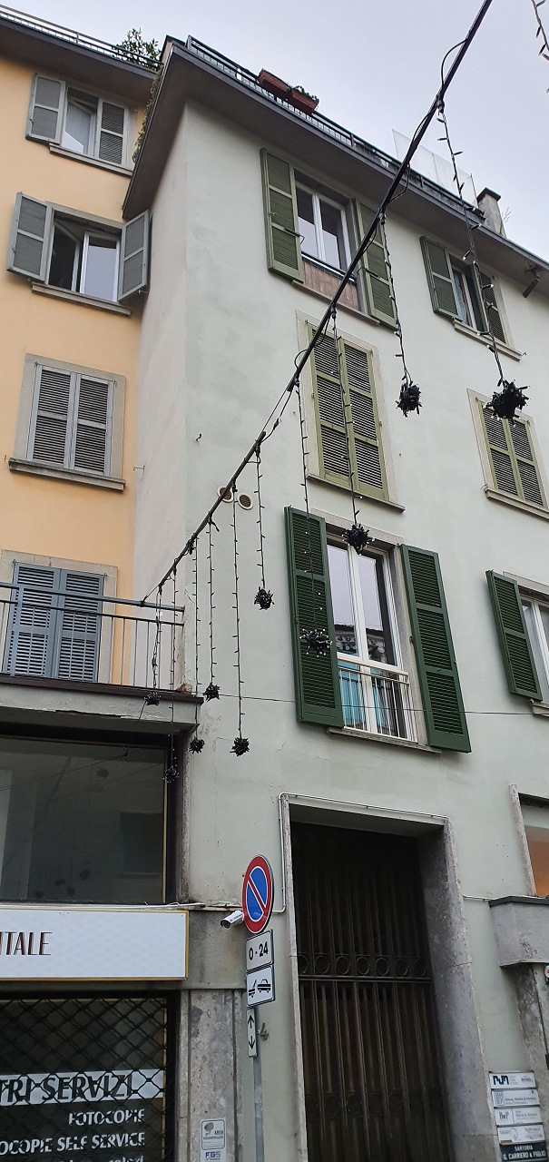 Immobile sito in Bergamo (BG), CAP - 24100, via Borfuro 14. Descrizione: appartamento composto da ingresso, due corridoi, disimpegno, ripostiglio, cinque vani, cucina abitabile, due bagni, un WC e un ampio terrazzo Dispone di una cantina al piano interrato + pertinenziale Box in via Borfuro 12 piano s1. N.C.E.U. Unità residenziale: appartamento categoria A/2 + cantina Sub. N F50 P2169 S16 - Unità secondaria: box categoria C/6 F50 P2169 S50